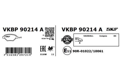 Set placute frana SKF VKBP 90214 A