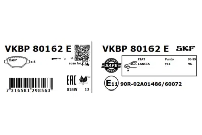 Set placute frana SKF VKBP 80162 E