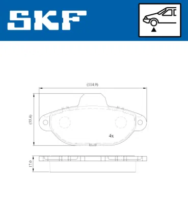 Set placute frana SKF VKBP 80162 E