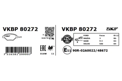 Set placute frana SKF VKBP 80272