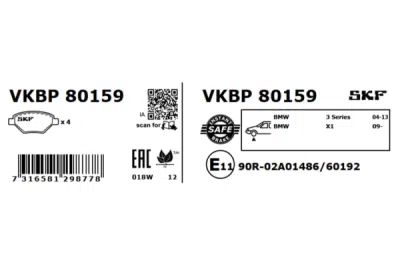 Set placute frana SKF VKBP 80159