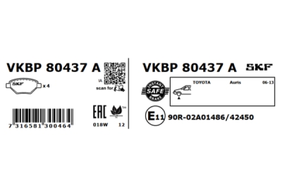 Set placute frana SKF VKBP 80437 A