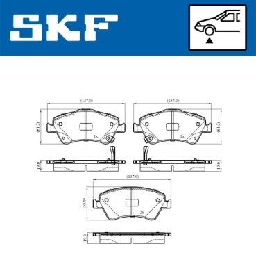 Set placute frana SKF VKBP 80437 A