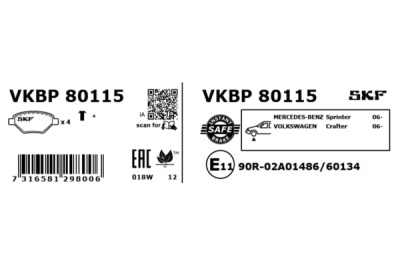 Set placute frana SKF VKBP 80115