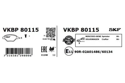 Set placute frana SKF VKBP 80115