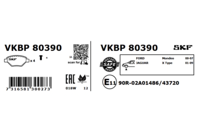 Set placute frana SKF VKBP 80390