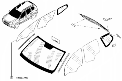 Geam lateral fata dreapta ORIGINAL RENAULT 8200733026