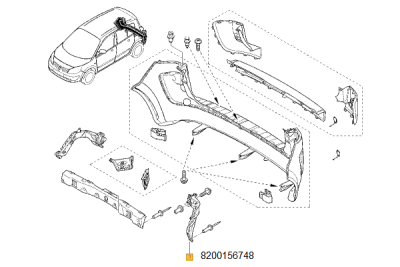Suport bara spate stanga ORIGINAL RENAULT 8200156748