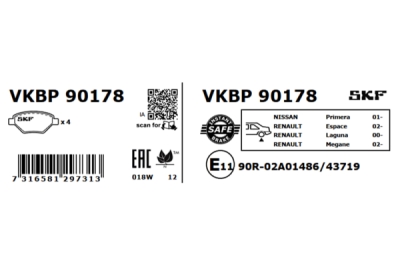 Set placute frana SKF VKBP 90178