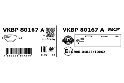 Set placute frana SKF VKBP 80167 A