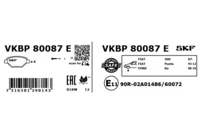Set placute frana SKF VKBP 80087 E