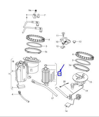 Filtru de combustibil [la rezervor] ORIGINAL VW GROUP 8K0201511A
