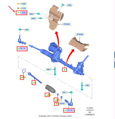 Caseta directie [cu bielete, cap-uri si accesorii] ORIGINAL FORD 2725890