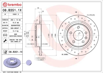 Disc frana axa spate [Xtra Line] BREMBO 08.B351.1X