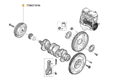Fulie curea, arbore cotit ORIGINAL RENAULT 7700273916