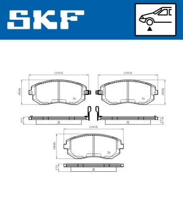 Set placute frana SKF VKBP 80456 A
