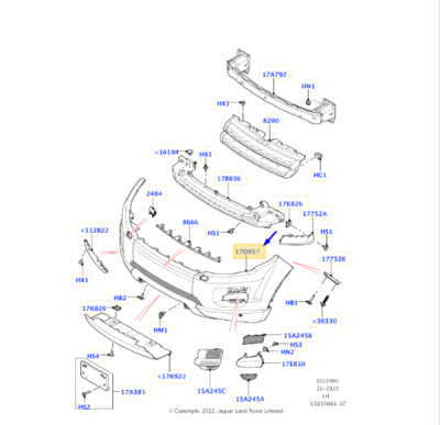 Bara protectie fata ORIGINAL LAND ROVER LR072259