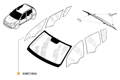 Geam lateral fata dreapta ORIGINAL RENAULT 8200733026