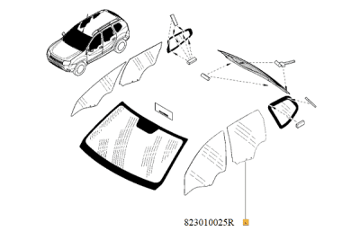 Geam lateral ORIGINAL RENAULT 823010025R
