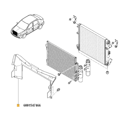 Deflector radiator log. 1.4/1.6 cu AC ORIGINAL RENAULT 6001547466
