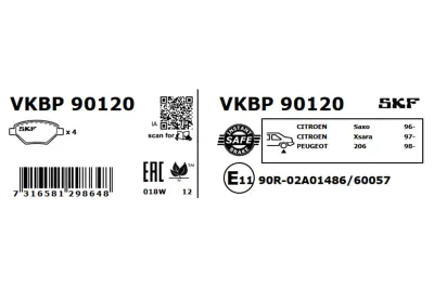 Set placute frana SKF VKBP 90120