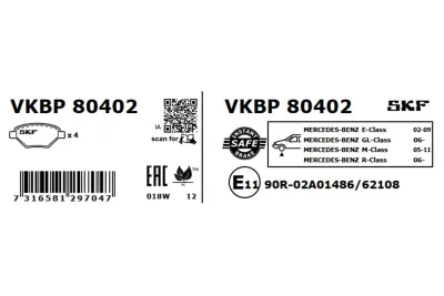 Set placute frana SKF VKBP 80402