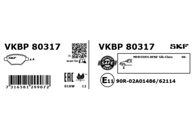 Set placute frana SKF VKBP 80317