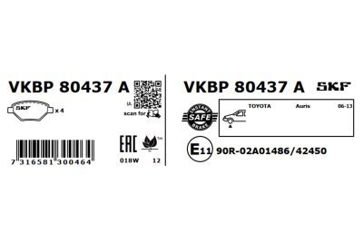 Set placute frana SKF VKBP 80437 A