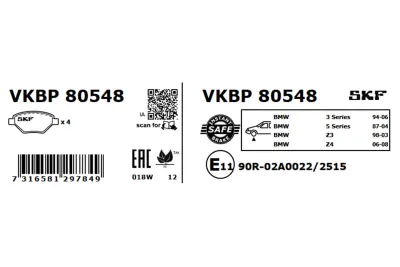 Set placute frana SKF VKBP 80548