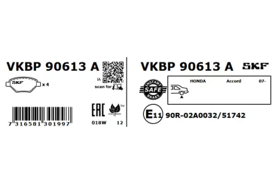 Set placute frana SKF VKBP 90613 A