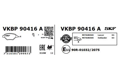 Set placute frana SKF VKBP 90416 A
