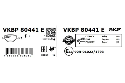 Set placute frana SKF VKBP 80441 E