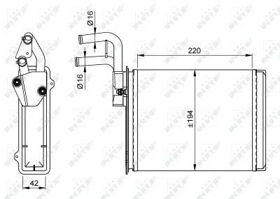Schimbător de căldură, încălzire habitaclu NRF 54225