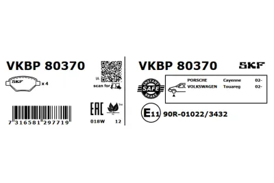 Set placute frana SKF VKBP 80370