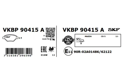 Set placute frana SKF VKBP 90415 A