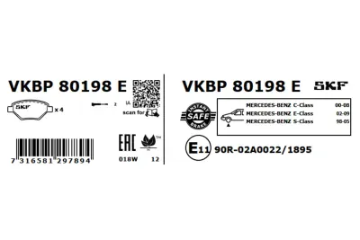 Set placute frana SKF VKBP 80198 E