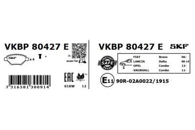 Set placute frana SKF VKBP 80427 E