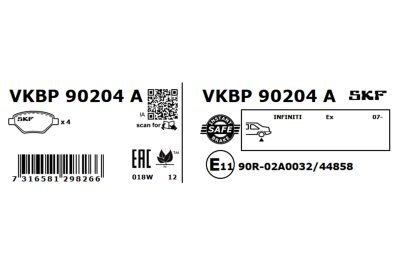 Set placute frana SKF VKBP 90204 A