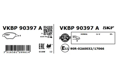 Set placute frana SKF VKBP 90397 A