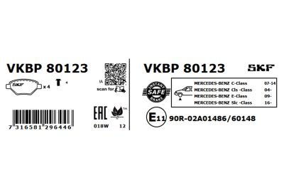Set placute frana SKF VKBP 80123