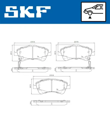 Set placute frana SKF VKBP 80167 A