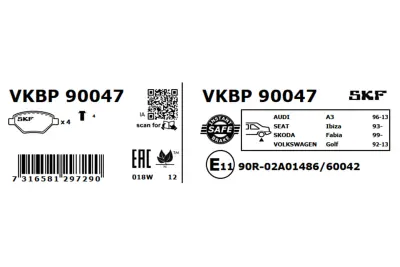 Set placute frana SKF VKBP 90047