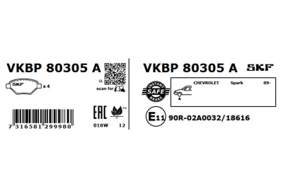 Set placute frana SKF VKBP 80305 A