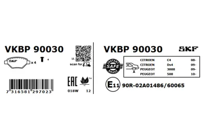 Set placute frana SKF VKBP 90030
