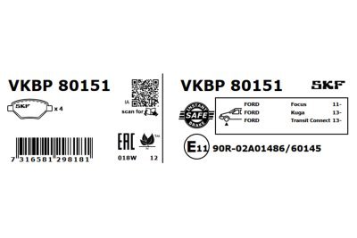 Set placute frana SKF VKBP 80151