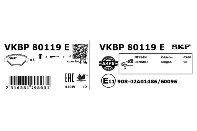 Set placute frana SKF VKBP 80119 E