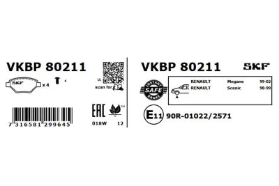 Set placute frana SKF VKBP 80211