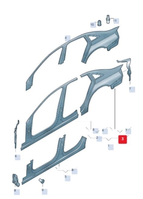 Aripa spate dreapta original VW Group 8K5809838