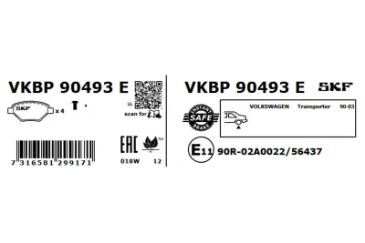 Set placute frana SKF VKBP 90493 E