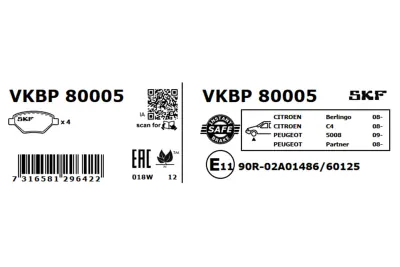 Set placute frana SKF VKBP 80005